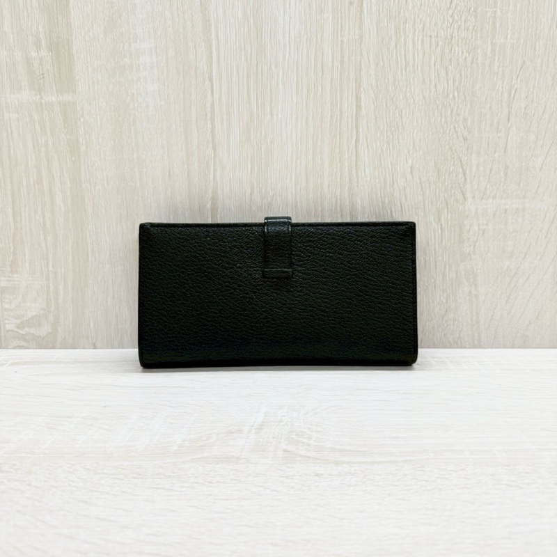 HERMES 89Noir黑色山羊皮Bearn金釦H長夾-1