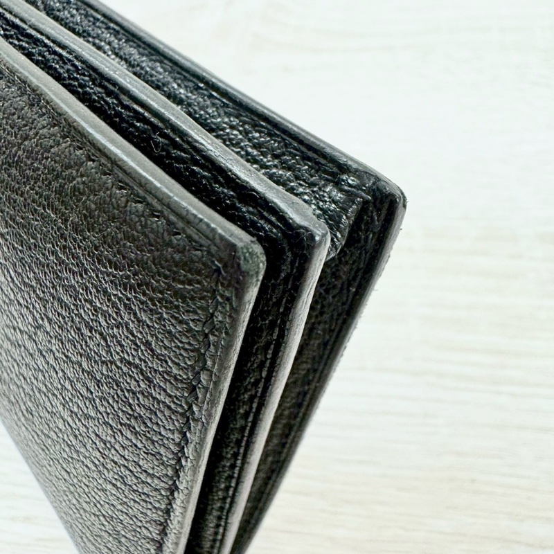 HERMES 89Noir黑色山羊皮Bearn金釦H長夾-11