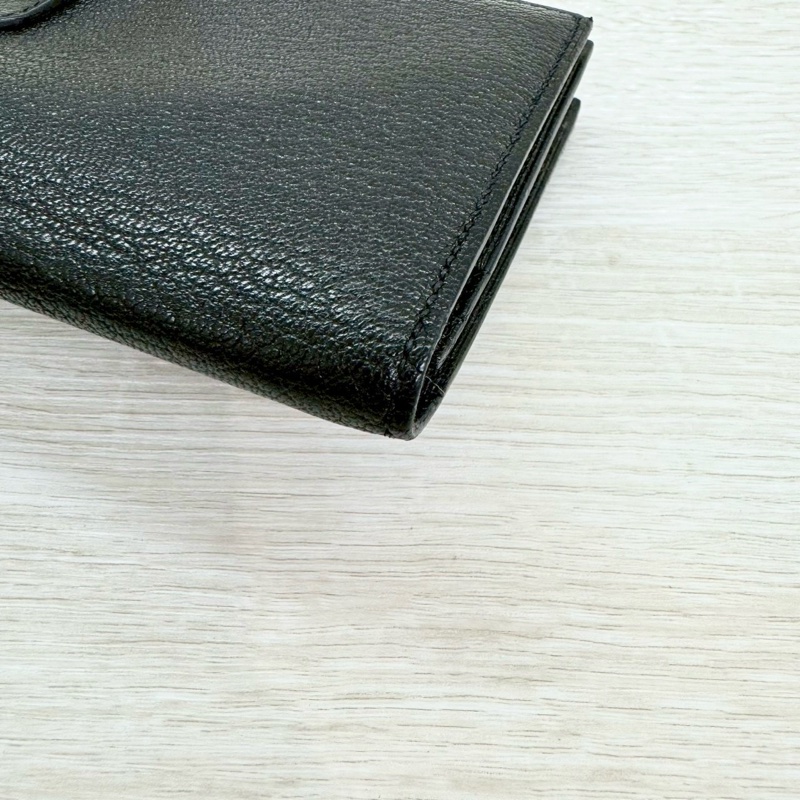 HERMES 89Noir黑色山羊皮Bearn金釦H長夾-12