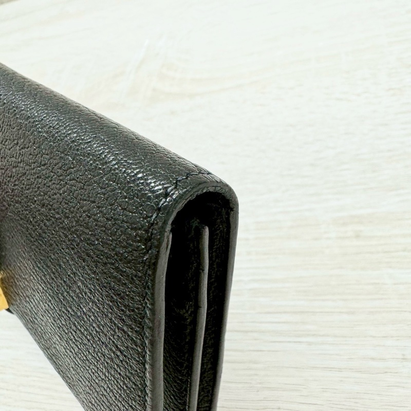 HERMES 89Noir黑色山羊皮Bearn金釦H長夾-13