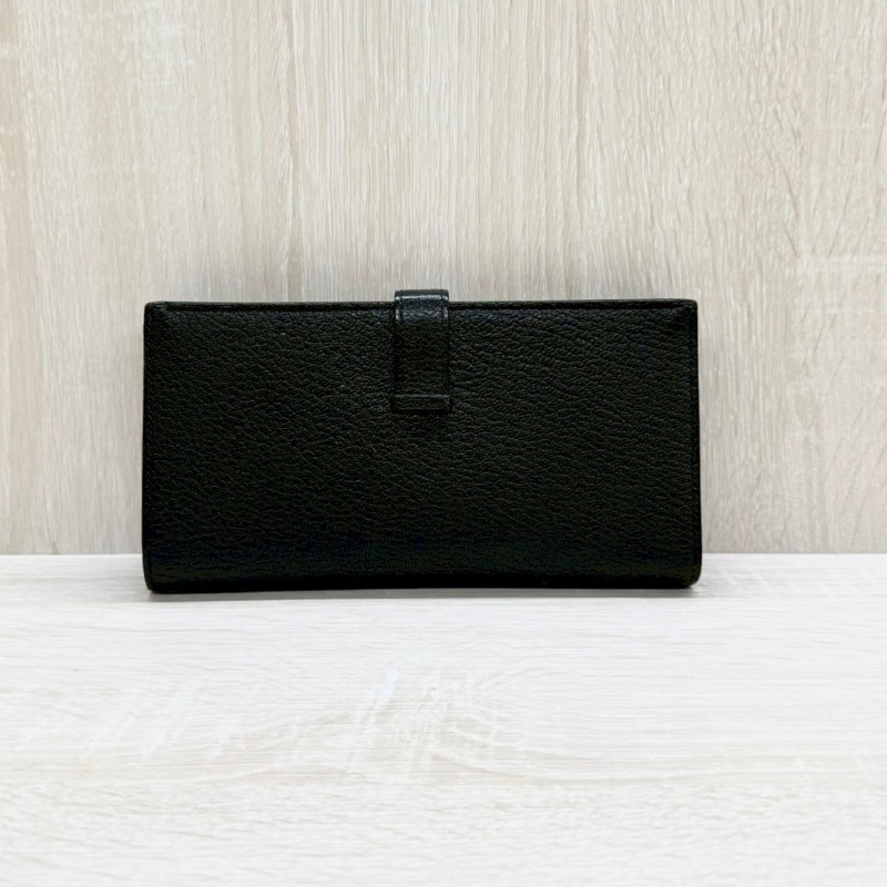 HERMES 89Noir黑色山羊皮Bearn金釦H長夾-2