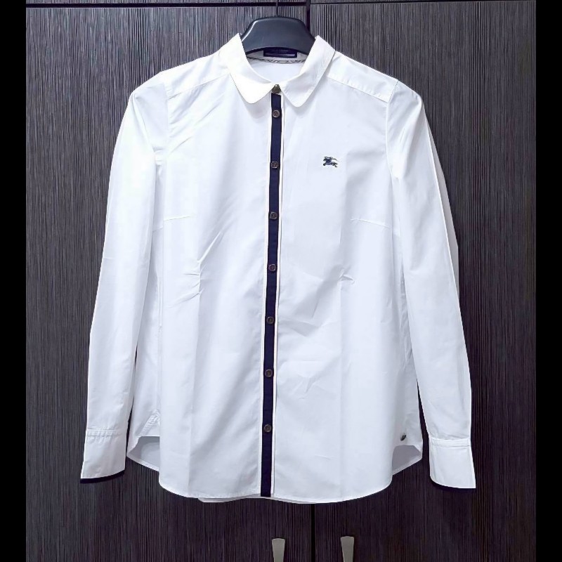絕版BURBERRY 博柏利 BLUE LABEL 藍標 戰馬 女白色長袖襯衫38號-0
