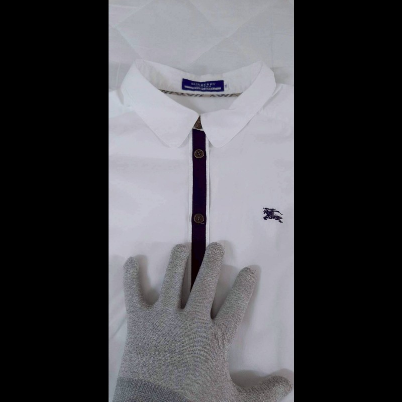 絕版BURBERRY 博柏利 BLUE LABEL 藍標 戰馬 女白色長袖襯衫38號-2