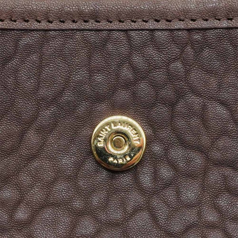 YSL 展示品 Niki Baby 壓紋小羊皮仿舊金鍊二用包-小(633179-咖)-6