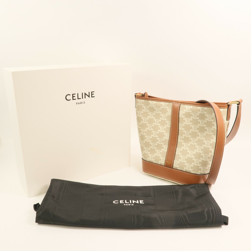 CELINE 塗層帆布Small Bucket金扣肩背袋-13