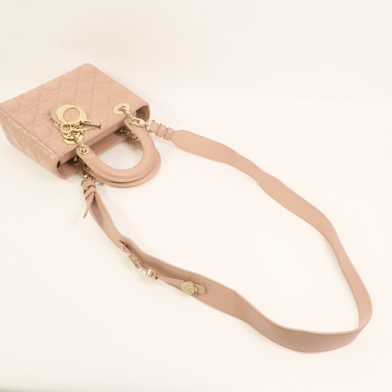 Dior 羊皮皮革Lady Dior Small My ABCDior金扣手挽肩背兩用袋-5