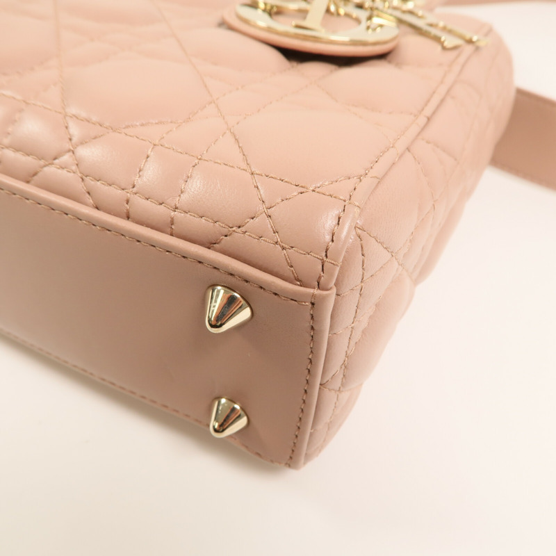 Dior 羊皮皮革Lady Dior Small My ABCDior金扣手挽肩背兩用袋-9