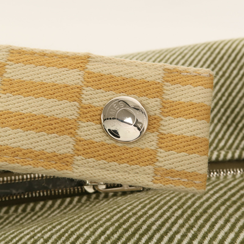 HERMES 帆布Bride-a Brac Cabriole GM銀扣手挽袋-10