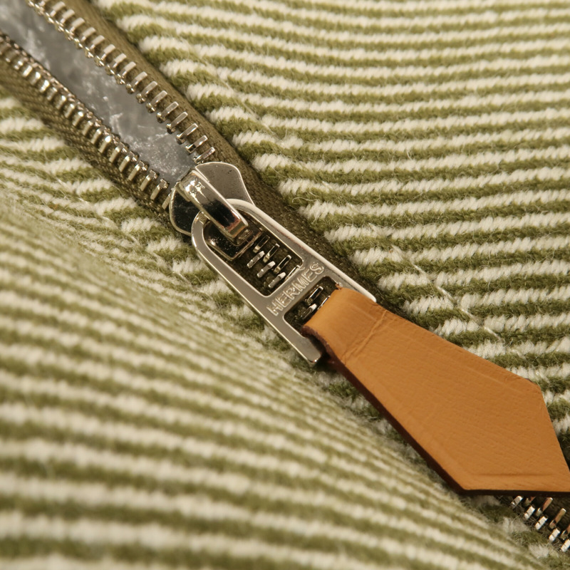 HERMES 帆布Bride-a Brac Cabriole GM銀扣手挽袋-11