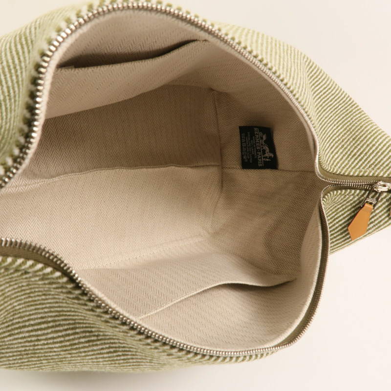 HERMES 帆布Bride-a Brac Cabriole GM銀扣手挽袋-12