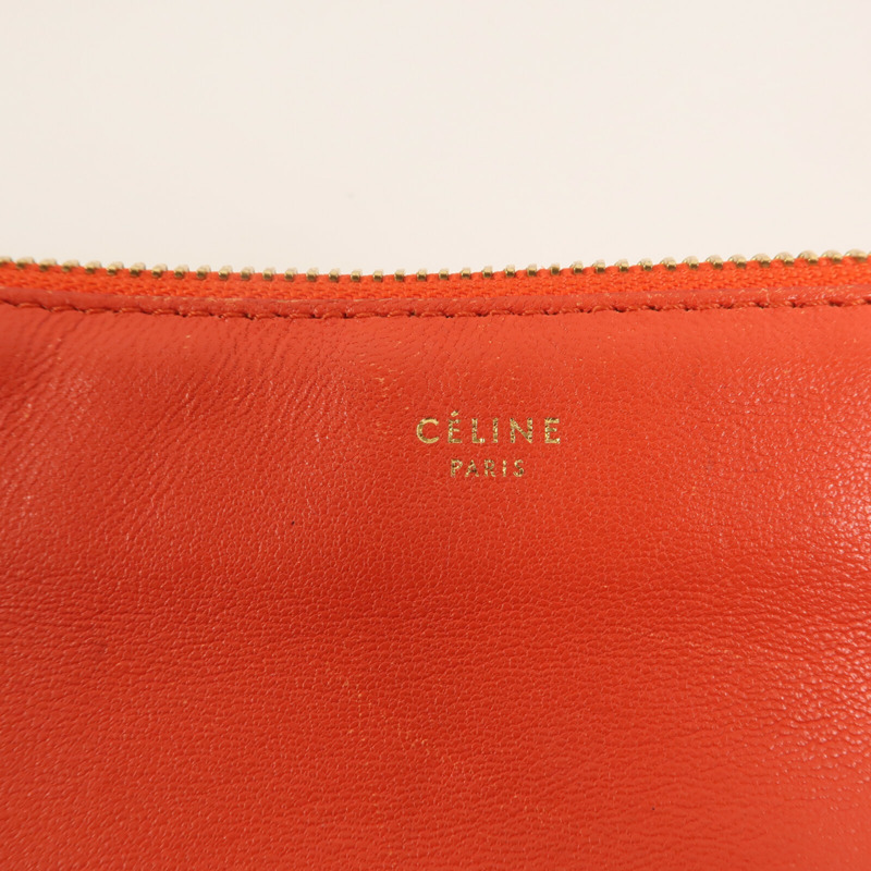 CELINE 羊皮皮革Trio金扣肩背袋-9