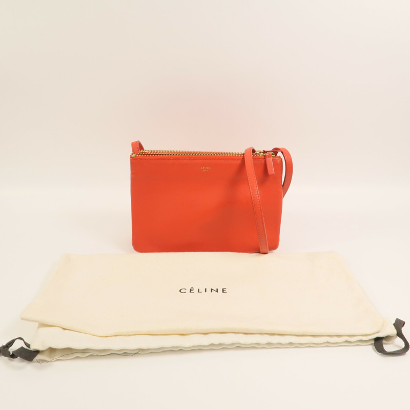 CELINE 羊皮皮革Trio金扣肩背袋-16