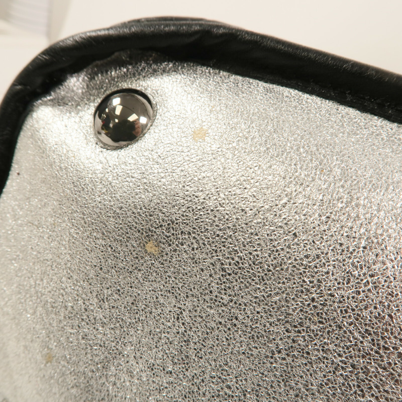 CHANEL 牛皮皮革/棉質Chain Shoulder銀扣肩背袋-5