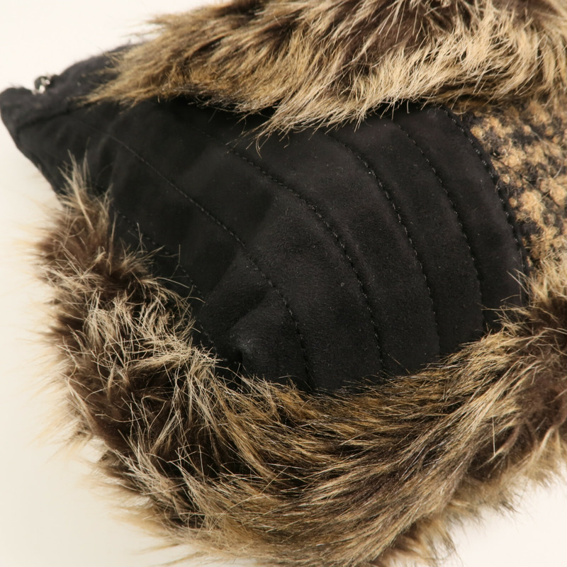 CHANEL Fur/牛皮皮革/棉質Shoulder Bag銀扣鏈帶手挽肩背兩用袋-6