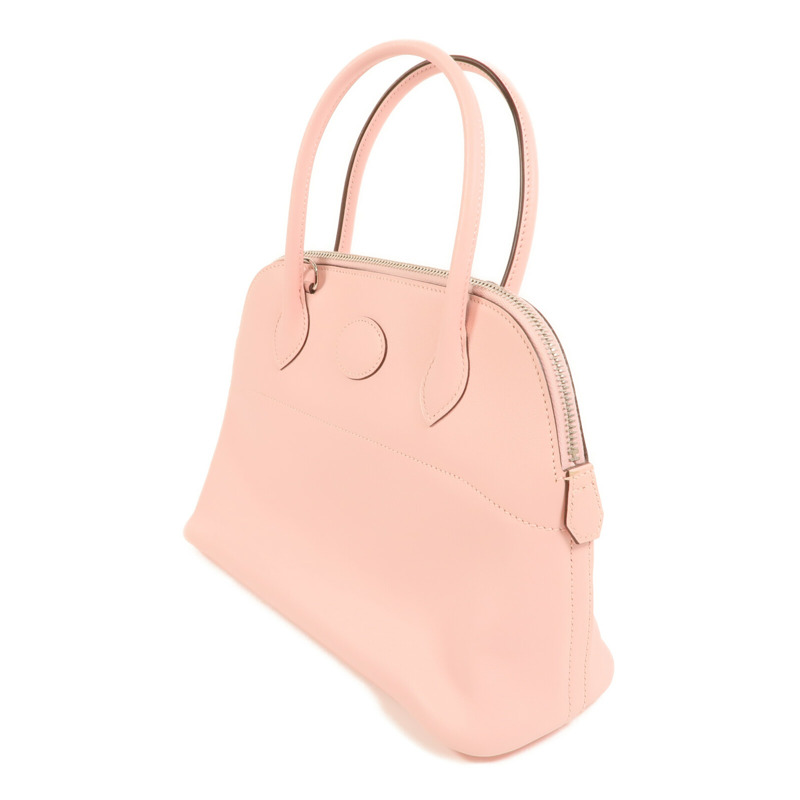 HERMES Epsom皮革Bolide 27銀扣手挽肩背兩用袋Rose Sakura-2