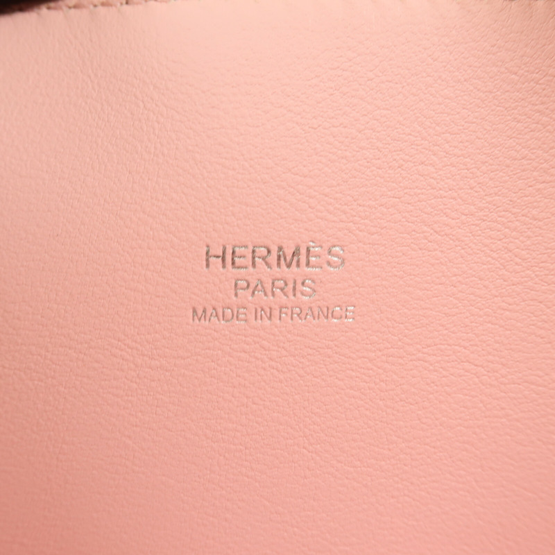 HERMES Epsom皮革Bolide 27銀扣手挽肩背兩用袋Rose Sakura-12