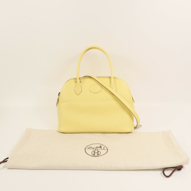 HERMES Epsom皮革Bolide 27銀扣手挽肩背兩用袋Jaune Poussin-14