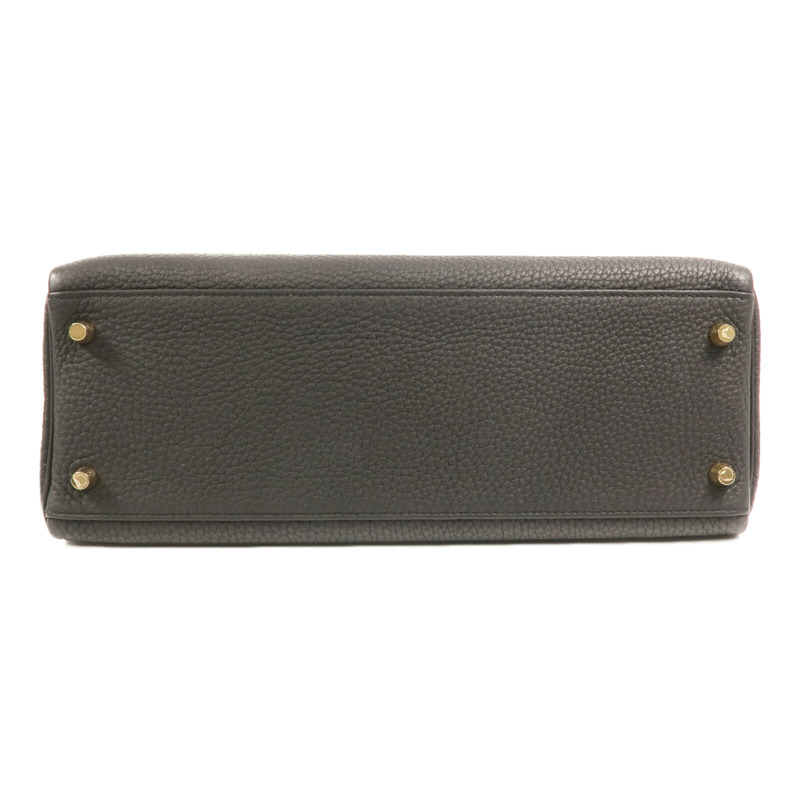 HERMES Clemence皮革Kelly 32金扣手挽肩背兩用袋Noir-5
