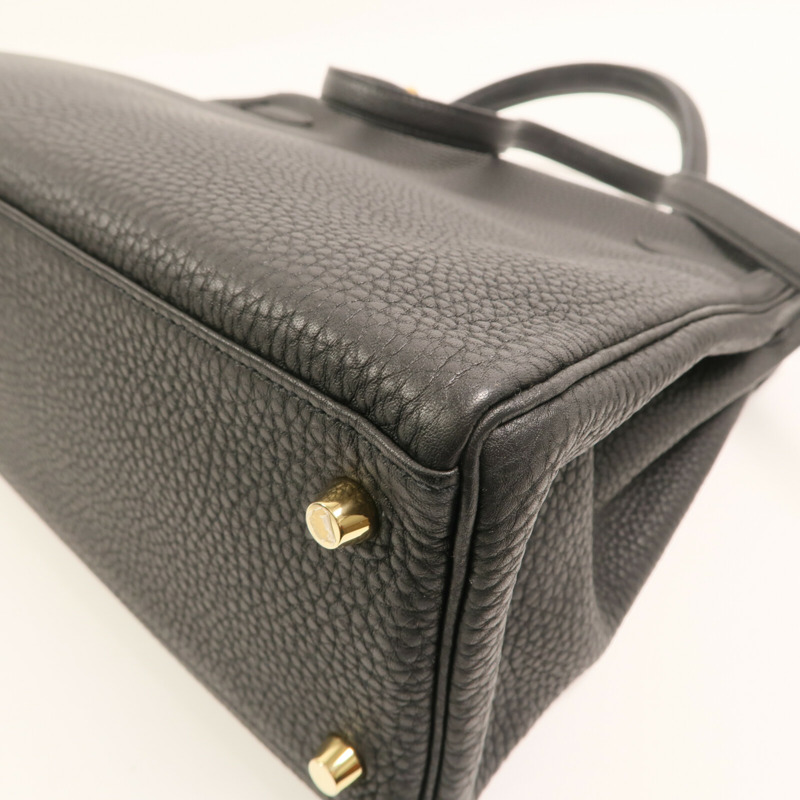 HERMES Clemence皮革Kelly 32金扣手挽肩背兩用袋Noir-8