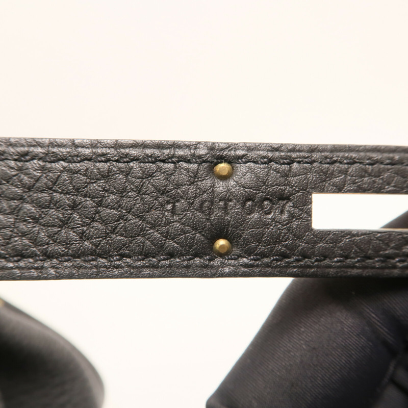 HERMES Clemence皮革Kelly 32金扣手挽肩背兩用袋Noir-12
