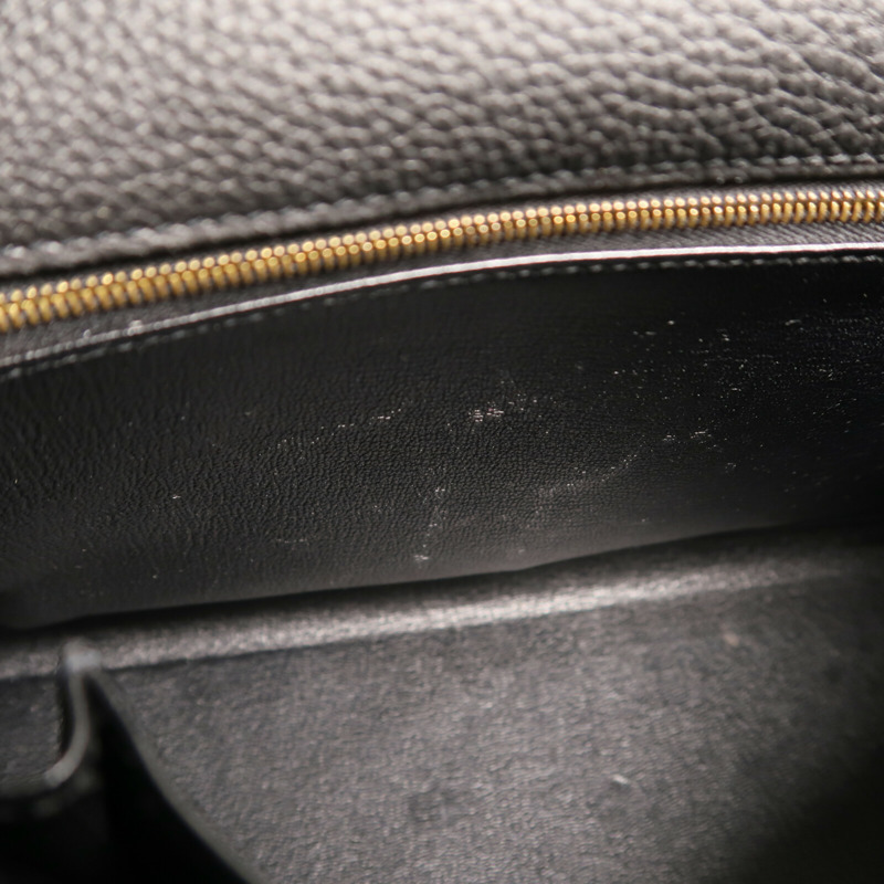 HERMES Clemence皮革Kelly 32金扣手挽肩背兩用袋Noir-16