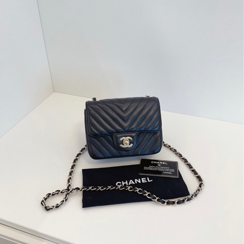 【99新🆕】Chanel 黑金V紋CF方胖子 高冷個性的經典V紋 超級實用的小方胖鏈條包 斜挎包-0