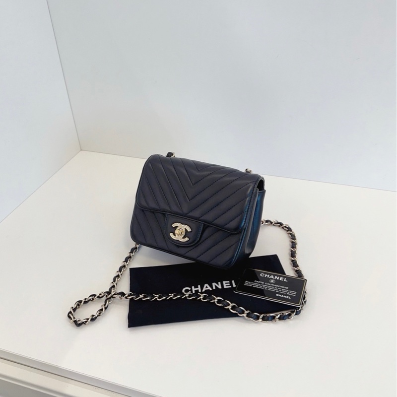 【99新🆕】Chanel 黑金V紋CF方胖子 高冷個性的經典V紋 超級實用的小方胖鏈條包 斜挎包-1