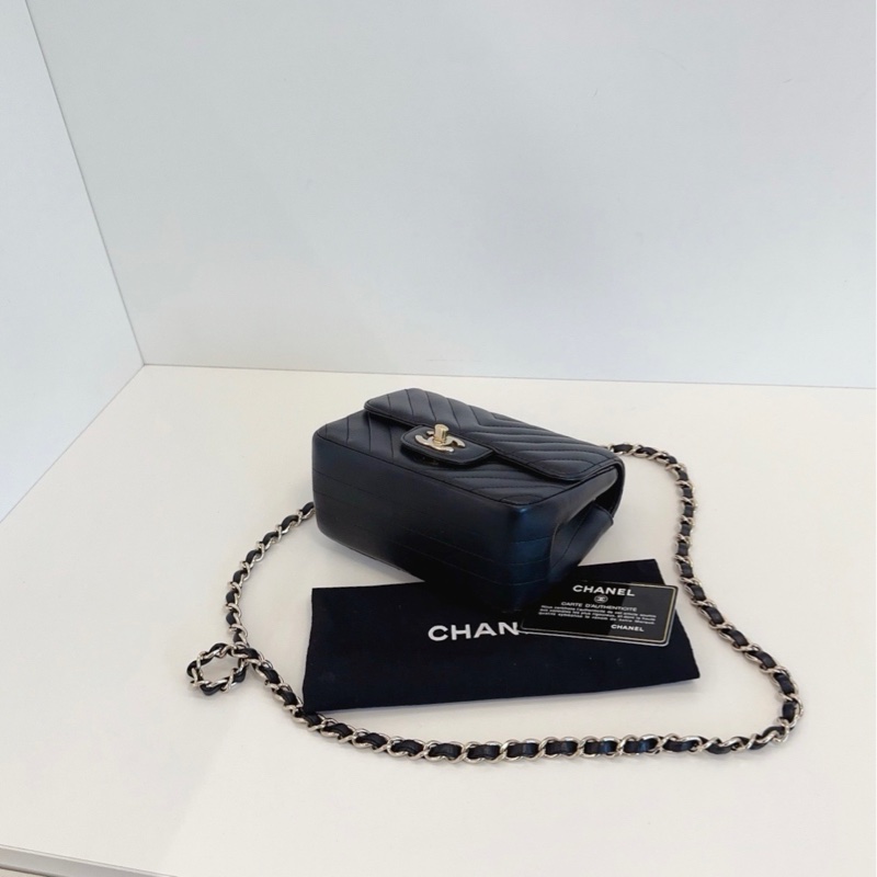 【99新🆕】Chanel 黑金V紋CF方胖子 高冷個性的經典V紋 超級實用的小方胖鏈條包 斜挎包-5