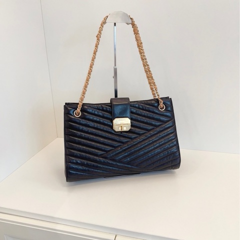【98新🆕】Chanel 黑金V紋2.55牛皮鏈條tote托特包