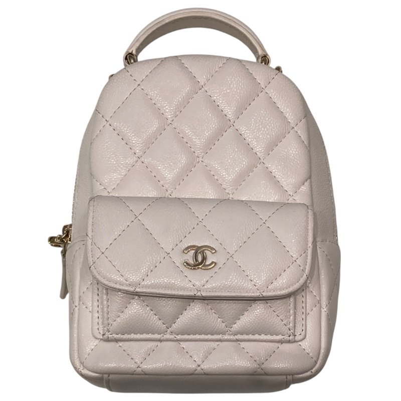 CHANEL 香奈兒  AP3753 24C 荔枝牛皮 後背包 白色 金釦-0