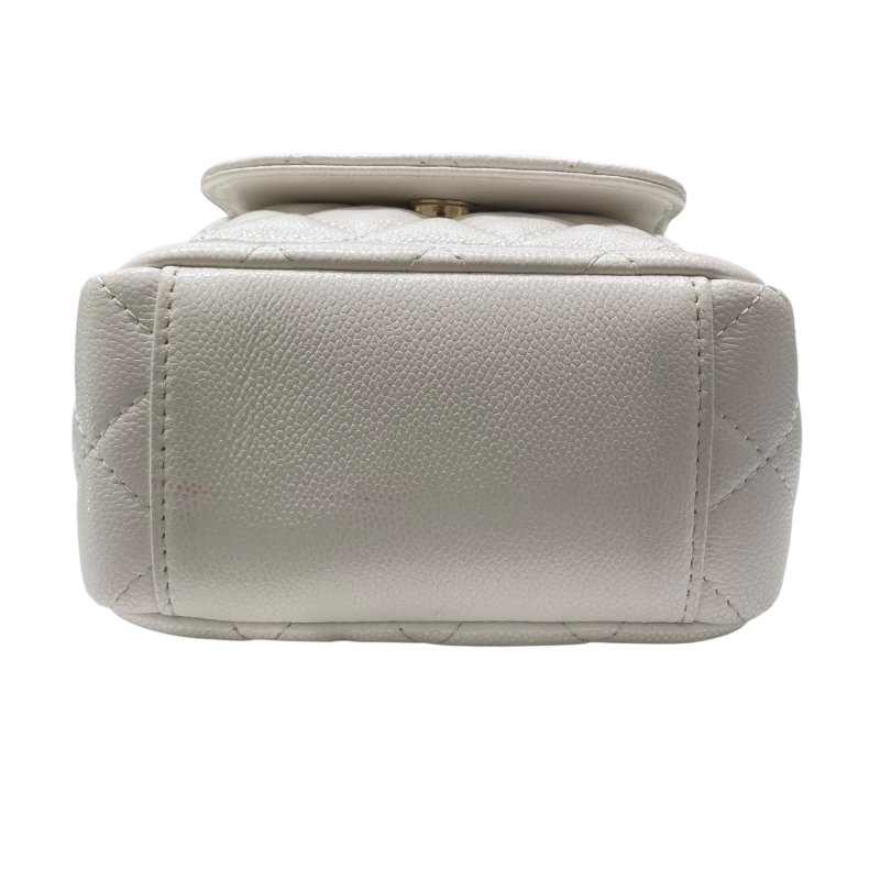 CHANEL 香奈兒  AP3753 24C 荔枝牛皮 後背包 白色 金釦-2