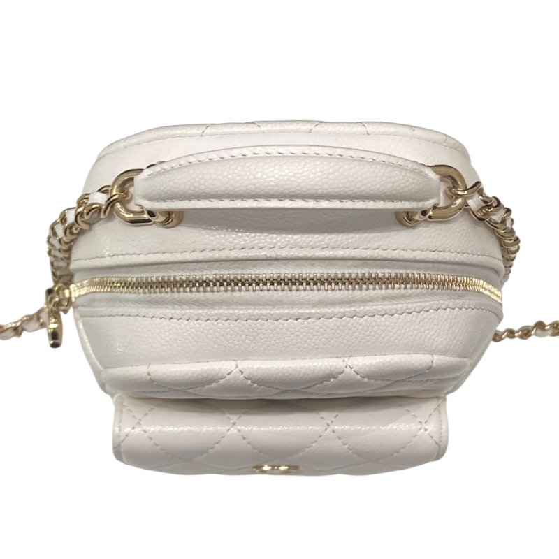 CHANEL 香奈兒  AP3753 24C 荔枝牛皮 後背包 白色 金釦-3