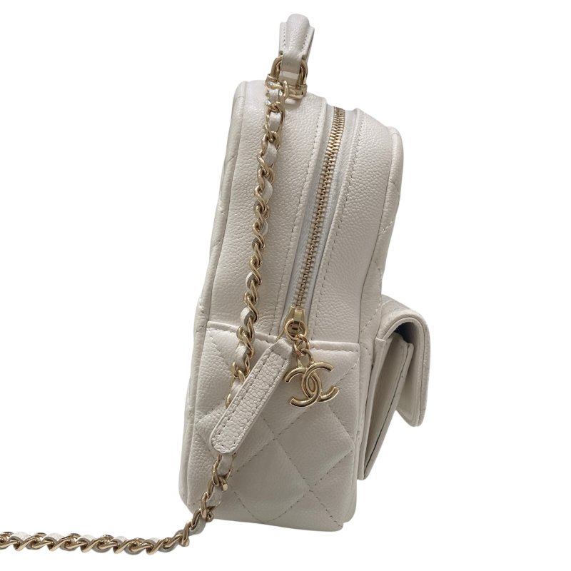 CHANEL 香奈兒  AP3753 24C 荔枝牛皮 後背包 白色 金釦-5