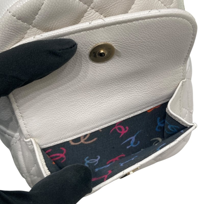 CHANEL 香奈兒  AP3753 24C 荔枝牛皮 後背包 白色 金釦-14