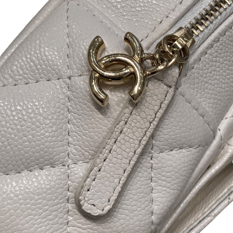 CHANEL 香奈兒  AP3753 24C 荔枝牛皮 後背包 白色 金釦-18