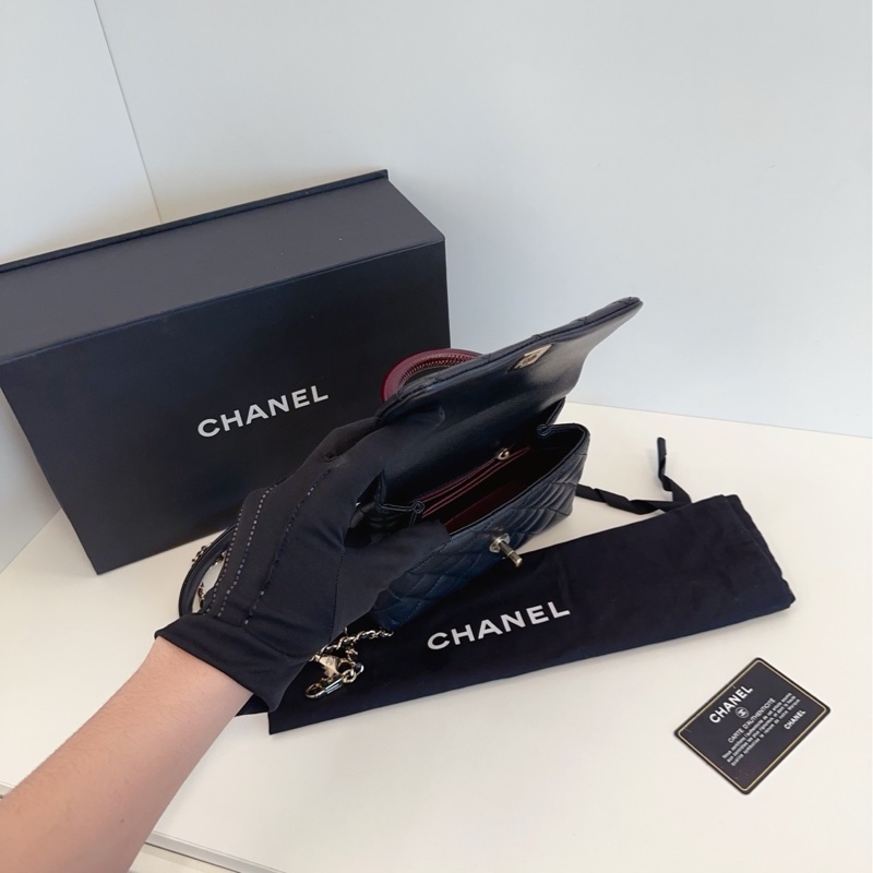 【99新大全套🆕】Chanel CocoHandle mini憨豆郵差包 黑金荔枝皮蜥蜴手柄 手提包 斜挎包 單肩包-6