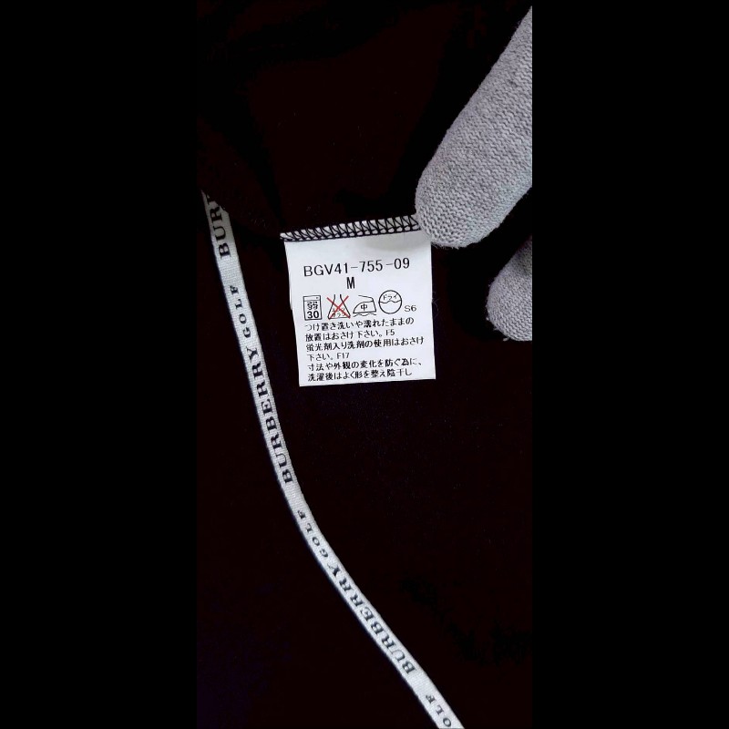 (日本製MIJ)BURBERRY 博柏利 GOLF高爾夫球 女黑色長袖POLO衫M-6