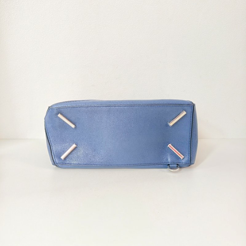 羅意威/Loewe 中號緞面牛皮革 Puzzle 手袋 藍色 15年 29×19.5×14cm 98新-6