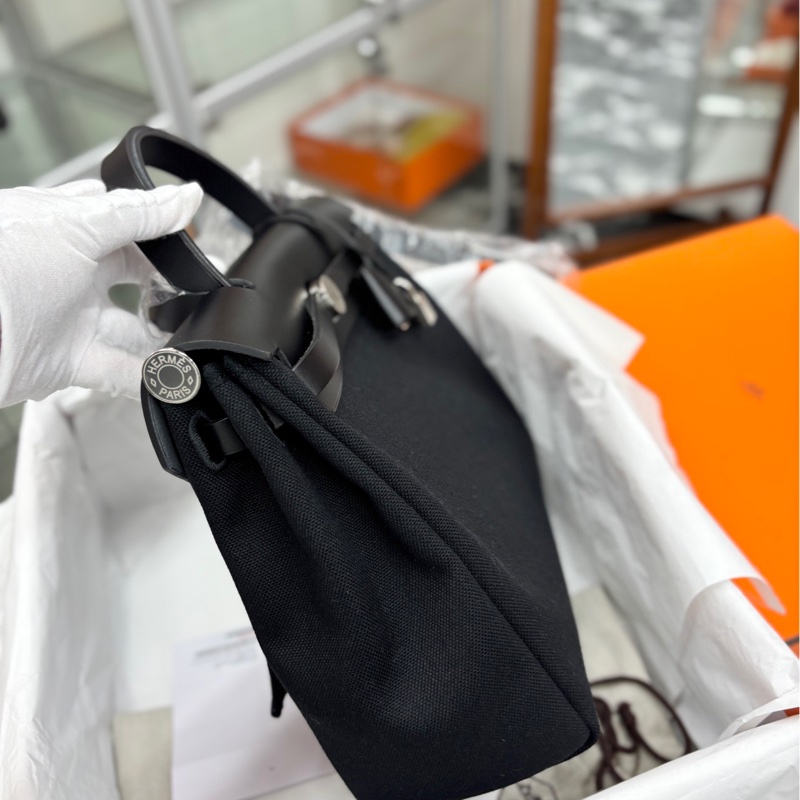 【全新閒置】Hermes 黑銀Herbag31子母 B刻 手提包 單肩包-1