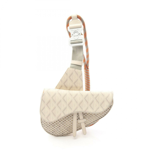 Christian Dior Nautic Saddle CD Diamond 腰包帆布米色二手男士