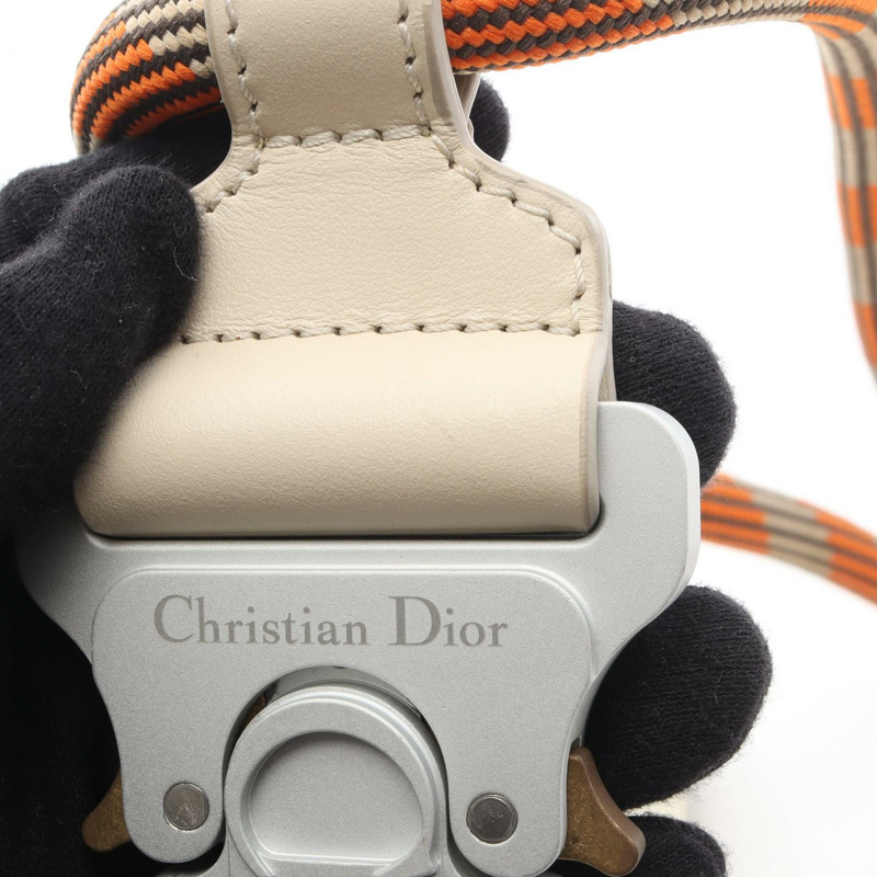 Christian Dior Nautic Saddle CD Diamond 腰包帆布米色二手男士-4