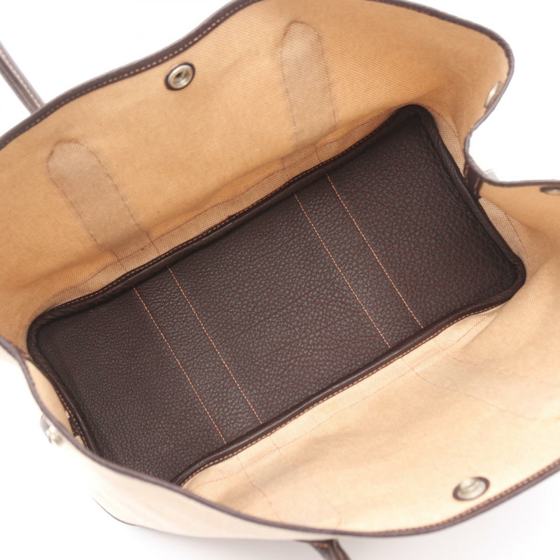 愛馬仕 Garden Party PM 手提包 H Toile H 皮革 Ecru Ebene 二手 SHW-2