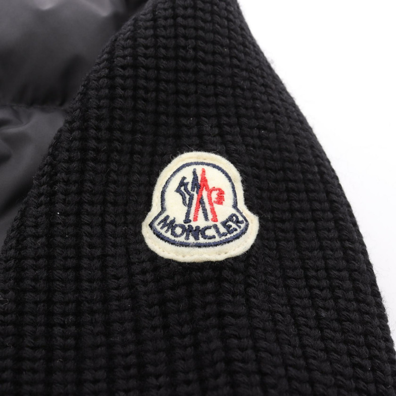 MONCLER 羊毛聚酯開襟羊毛羽絨服,黑色,二手男款-4