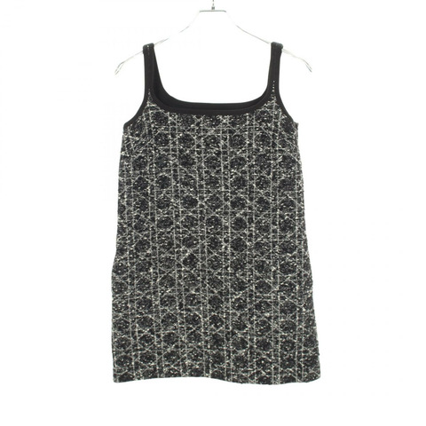 Christian Dior 巨型藤格紋無袖洋裝 #34 棉黑白二手女裝