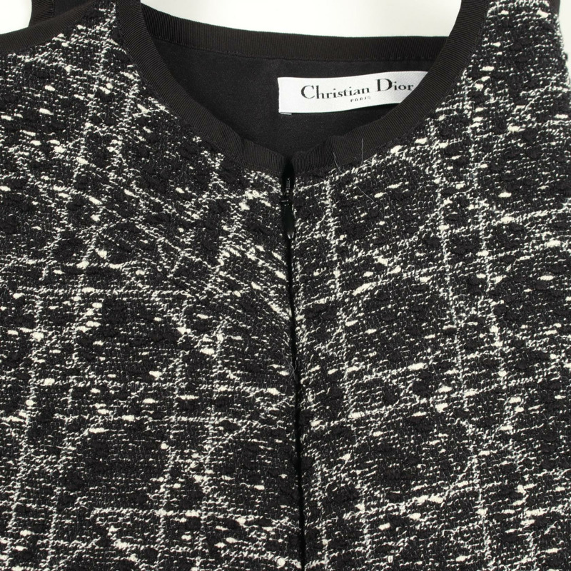 Christian Dior 巨型藤格紋無袖洋裝 #34 棉黑白二手女裝-4