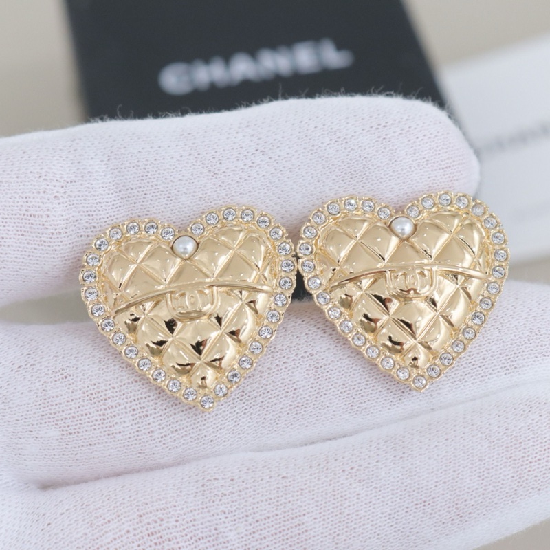 99新閑置品 Chanel 香奈兒愛心耳釘-0