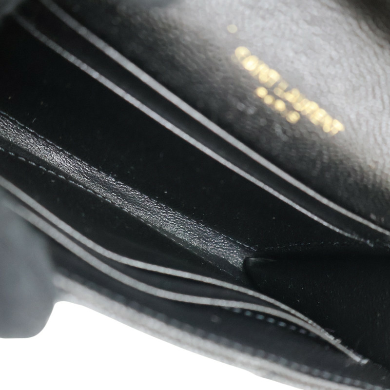 黑色 牛皮 Cassandra Matelasse 信封錢包 扣式短夾【SAINT LAURENT YSL 聖羅蘭 】 414404-4