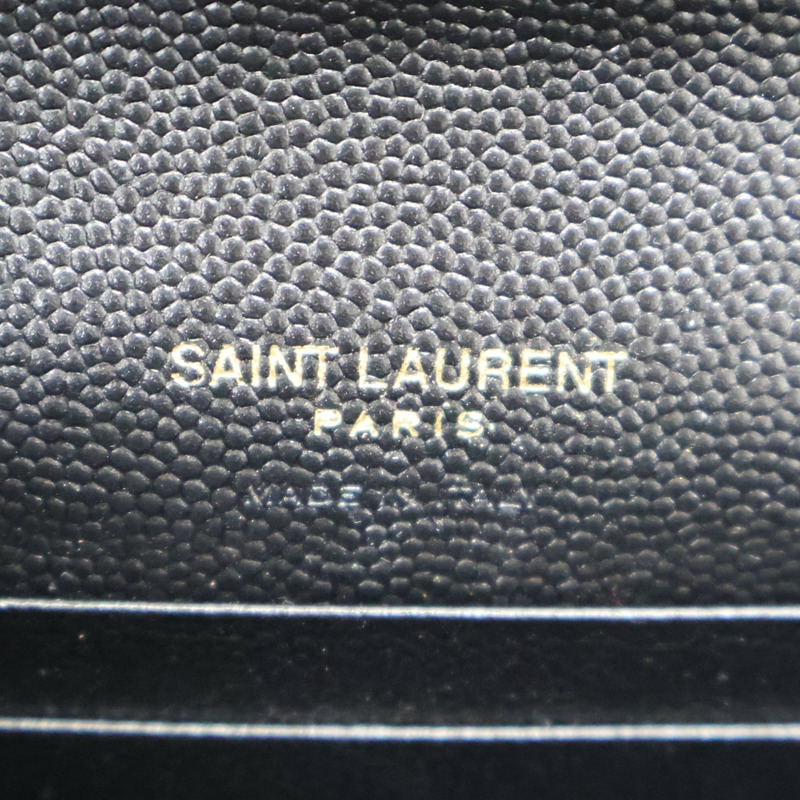 黑色 牛皮 Cassandra Matelasse 信封錢包 扣式短夾【SAINT LAURENT YSL 聖羅蘭 】 414404-6
