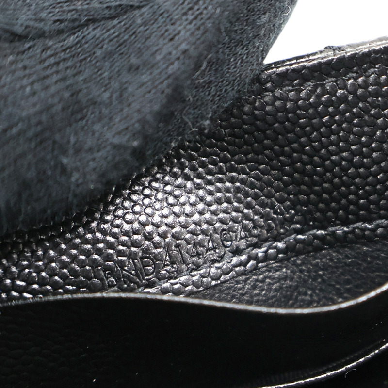 黑色 牛皮 Cassandra Matelasse 信封錢包 扣式短夾【SAINT LAURENT YSL 聖羅蘭 】 414404-7