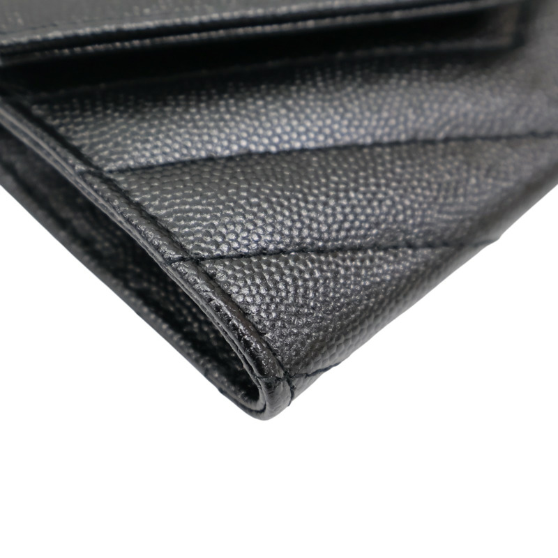 黑色 牛皮 Cassandra Matelasse 信封錢包 扣式短夾【SAINT LAURENT YSL 聖羅蘭 】 414404-10